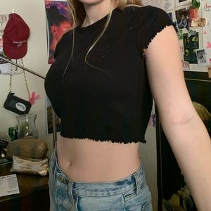 black lettuce hem tee